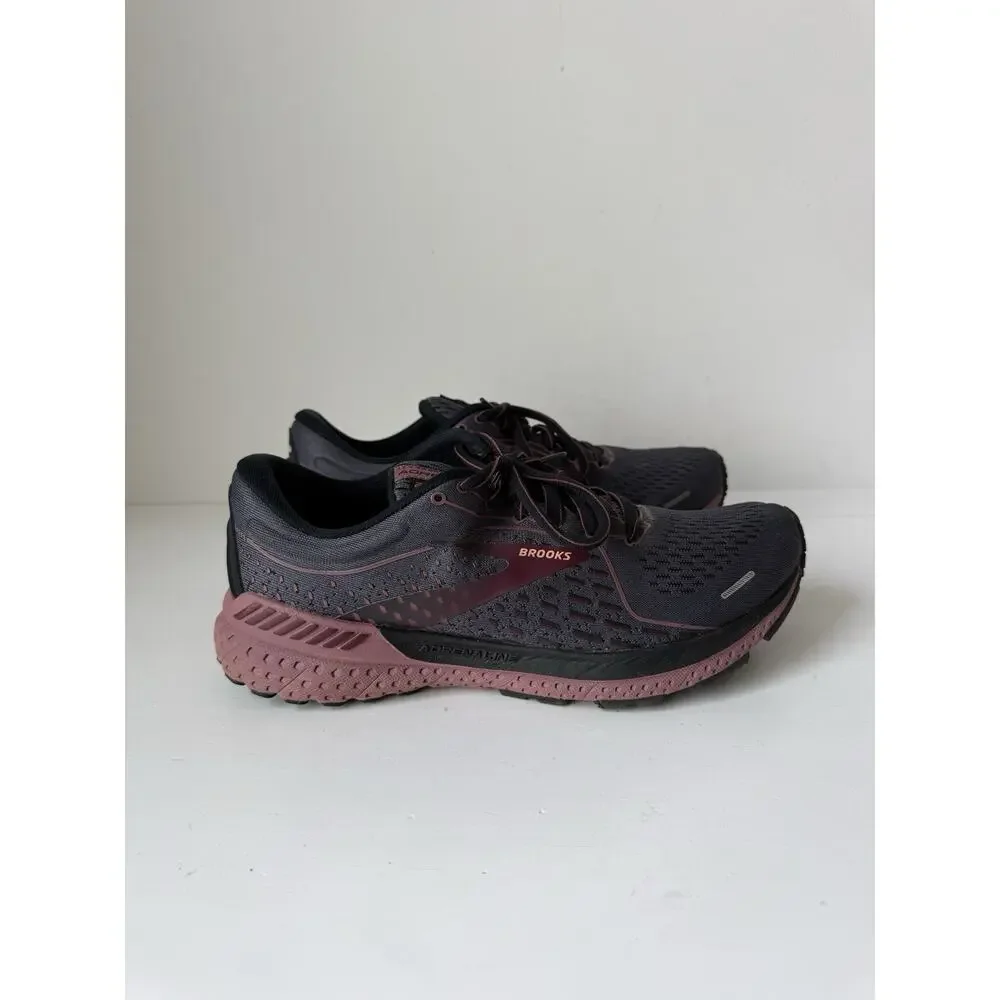 Brooks Adrenaline GTS 21 Women's Shoes Size 9.5D Black Burgundy Running Training